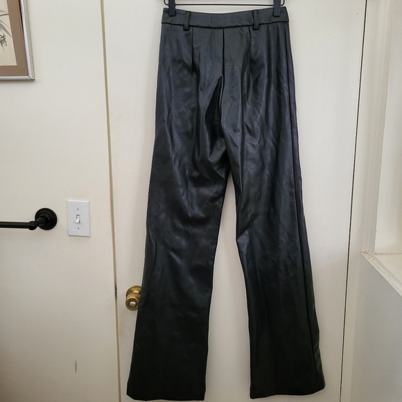 black  leather Wide-Leg Pants - Picture 2 of 8